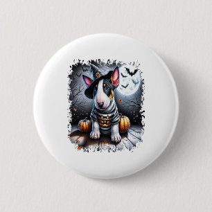 Macaron Rond 5 Cm Bull Terrier Chien Halloween