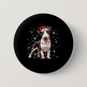 Macaron Rond 5 Cm Bull Terrier Sweat de Noël Chien Xmas Lumières Tre