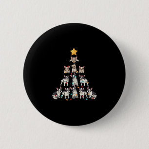 Macaron Rond 5 Cm Bulldog Christmas Tree Frenchie Chien Xmas Pjs Paj