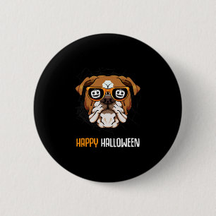 Macaron Rond 5 Cm Bulldog Dans Les Sungles Lazy Costume Halloween Ch