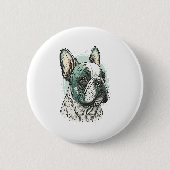 Macaron Rond 5 Cm bulldog français (Devant)