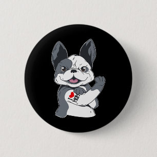 Macaron Rond 5 Cm Bulldog Funny J'aime maman tatouage