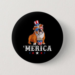 Macaron Rond 5 Cm Bulldog Men Femmes États-Unis drapeau anglais Bull