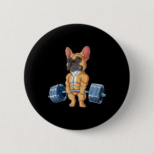 Macaron Rond 5 Cm Bulldog Poids Fawn Deadlift Fitness Gym Fu