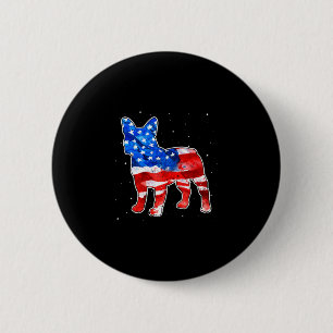 Macaron Rond 5 Cm Bulldog Tie Dye Drapeau Américain Patriotique 4 Ju