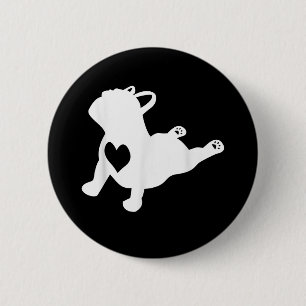 Macaron Rond 5 Cm Bulldog Yoga Pose Love Heart Workout