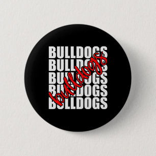 Macaron Rond 5 Cm Bulldogs Red School Sports Fan Team Spirit