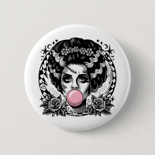 Macaron Rond 5 Cm Bulle de Chewing-Gum Drôle de Monstre de Frankenst