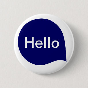 Macaron Rond 5 Cm Bulle de mots - Bleu de marine profonde sur blanc