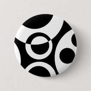 Macaron Rond 5 Cm Bulles Abstraites B&W 01
