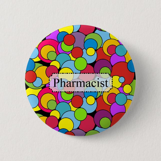 Macaron Rond 5 Cm Bulles lunatiques de cadeaux de pharmacien (Devant)