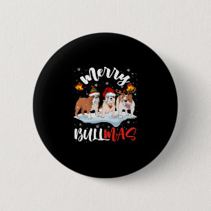 Macaron Rond 5 Cm Bullmas Fun Père Noël Renne Elfe Bouledogue Noël 
