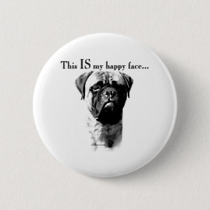 Macaron Rond 5 Cm Bullmastiff Happy Face - Bouton