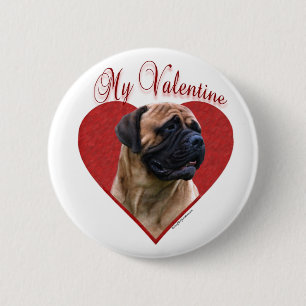 Macaron Rond 5 Cm Bullmastiff rouge mon Valentine - bouton