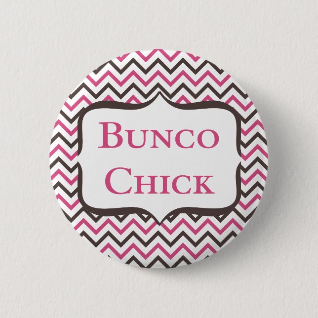 Macaron Rond 5 Cm Bunco Chick avec Chevron Design (Devant)