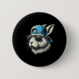 Macaron Rond 5 Cm Bunny Face Casquette Sungles Joyeux Jour de Pâques
