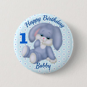Macaron Rond 5 Cm Bunny Garçons en peluche et sucré 1er anniversai