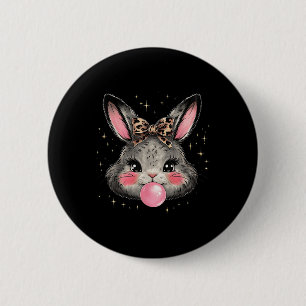 Macaron Rond 5 Cm Bunny Rabbit Face Leopard Coquette Bow Pâques Jour