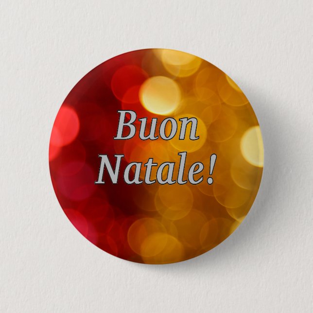 Macaron Rond 5 Cm Buon Natale ! Joyeux Noël en wf italien (Devant)