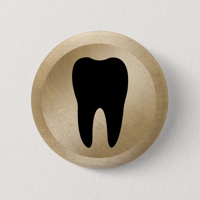Macaron Rond 5 Cm Bureau dentaire Dentist Tooth Gold (Devant)