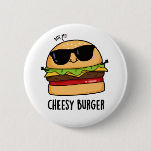 Macaron Rond 5 Cm Burger au fromage Puns de nourriture amusant