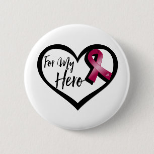Macaron Rond 5 Cm Burgundy Awareness Ribbon For My Hero