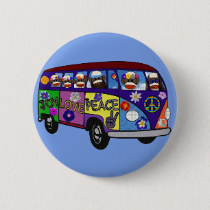 Macaron Rond 5 Cm Bus de la paix du singe en chaussette