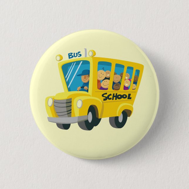 Macaron Rond 5 Cm Bus school - (Devant)