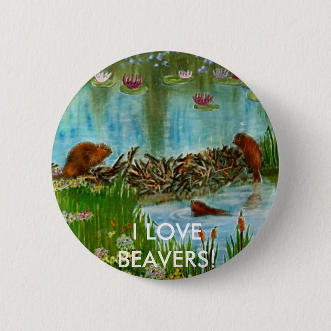 Macaron Rond 5 Cm BUSY BEAVER KIDS cadeaux (Devant)
