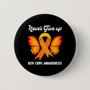 Macaron Rond 5 Cm Butterfly Hope Fighter Orange Ribbon RSD CRPS Awar