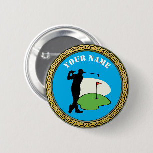 Macaron Rond 5 Cm Button Golf - Ajouter un nom - Golfer