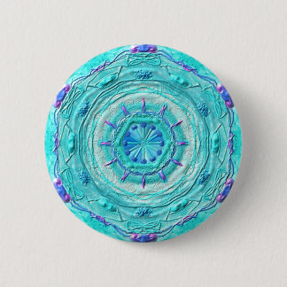 Macaron Rond 5 Cm Button Mandala 08 "Turquoise"