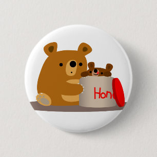 Macaron Rond 5 Cm Bye Bye Honey ! Bouton de Bouton Bears de Carton m
