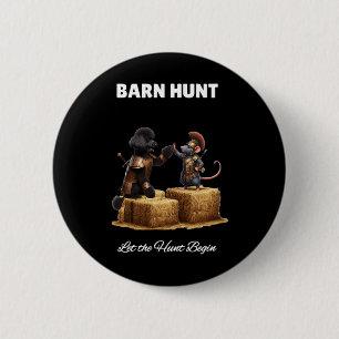 Macaron Rond 5 Cm Byrn Hunt Lover - Joli Rat Guerrier Et Poodle Noir