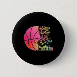 Macaron Rond 5 Cm Bysketbyll Femme Fun Cadeau Équipe Jouer Comme Une