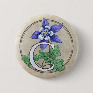 Macaron Rond 5 Cm C pour le bouton rond de monogramme de fleur de