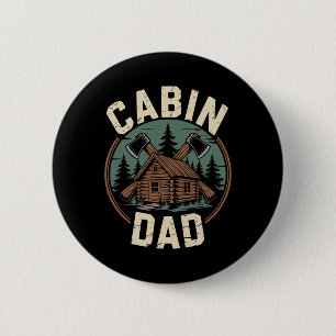 Macaron Rond 5 Cm Cabane Papa Fête des Pères Extérieur Camping Caban