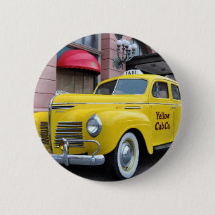 Macaron Rond 5 Cm Cabine vintage jaune de New York