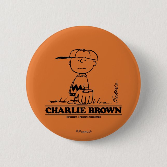 Macaron Rond 5 Cm cacahuètes | Charlie Brown Jouer à la balle (Devant)