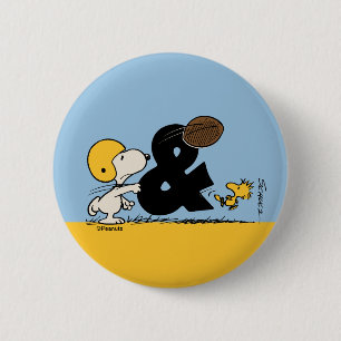 Macaron Rond 5 Cm cacahuètes   Football Snoopy & Woodstock
