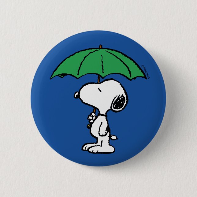 Macaron Rond 5 Cm cacahuètes | Parapluie vert Snoopy (Devant)