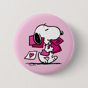 Macaron Rond 5 Cm cacahuètes Saint Valentin Snoopy Avec Valentin