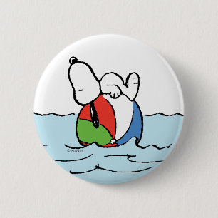 Macaron Rond 5 Cm cacahuètes   Snoopy Beach Ball Beach