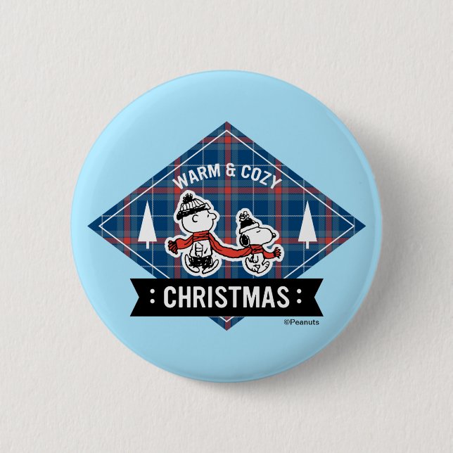 Macaron Rond 5 Cm cacahuètes | Snoopy & Charlie Brown Chaud & Cosy (Devant)