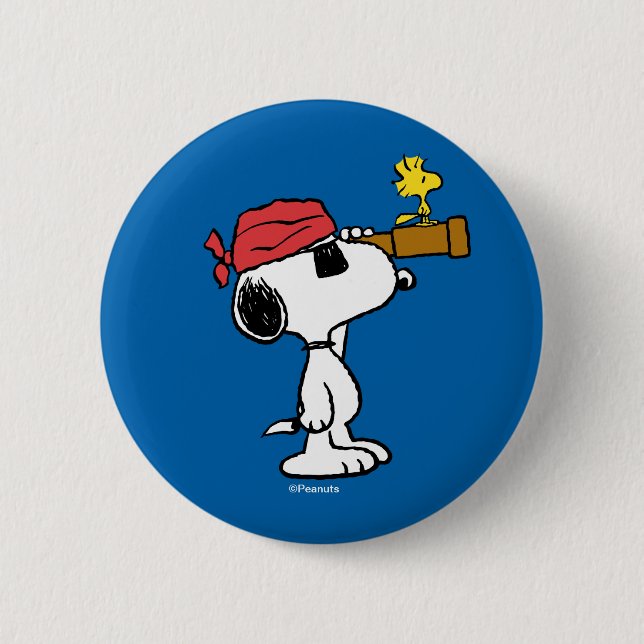 Macaron Rond 5 Cm cacahuètes | Snoopy et bois de pirate (Devant)