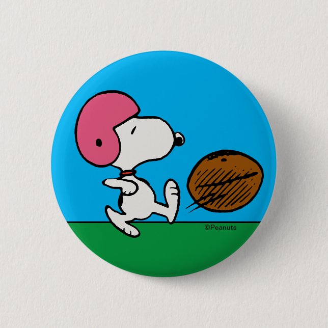 Macaron Rond 5 Cm cacahuètes | Snoopy Football Kicker (Devant)