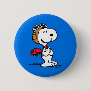Macaron Rond 5 Cm cacahuètes   Snoopy L'As Volant