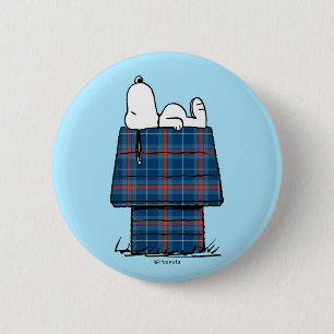 Macaron Rond 5 Cm cacahuètes Snoopy Plaid Flannel Holiday Dog Hous