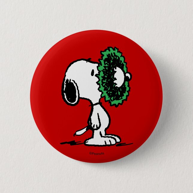 Macaron Rond 5 Cm cacahuètes | Snoopy pour les fêtes (Devant)