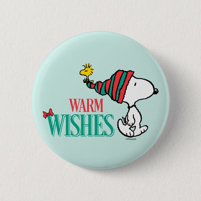Macaron Rond 5 Cm cacahuètes | Snoopy & Woodstock Chaleurs (Devant)